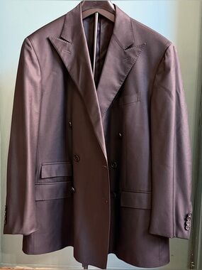 POLO RALPH LAUREN Double Breasted Black Blazer Peak Lapel 56 / US 46 $1200 RRL